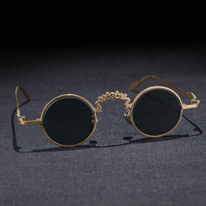 天然复古水晶墨镜石头镜东海高清纯铜镜架眼镜古典圆形椭圆太阳镜