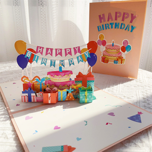 生日贺卡创意拉旗派对3D卡片氛围高级感定制祝福语ins风男生女生