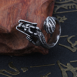 欧美创意朋克神龙形影不离复古戒指学生装饰抖音网红指环男女款