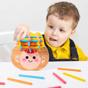 幼儿园小班中班大班大象平衡木制彩棒儿童亲子桌面游戏益智力玩具