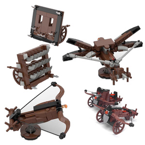 兼容乐式小颗粒积木MOC弩车连弩中世纪战车可发射DIY古代战争兵器