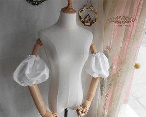 定●白色缎面泡泡袖婚纱礼服配饰臂袖装饰新娘假袖子可脱卸手袖套