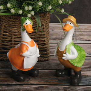 美式乡村情侣鸭子装饰摆件落地户外别墅庭院园林景观草坪动物雕塑