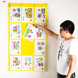 12格A4儿童美术作品挂袋绘画画作业展示袋透明PVC文件杂志收纳袋
