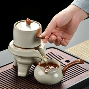 唐丰汝窑自动茶具套装2024新款家用功夫懒人泡茶神器旋转泡茶壶