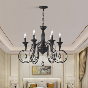 轻盈现代个性黑色水晶灯欧美式客厅大气吊灯法式餐厅卧室温馨灯具