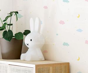 韩国壁纸大卷可擦洗北欧简约童趣卡通彩色云朵女孩卧室儿童房墙纸