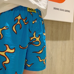 GOLF WANG blue fire shorts蓝色火焰短裤夏季嘻哈滑板沙滩裤INS