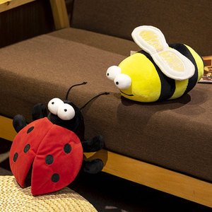 卡通甲壳虫七星瓢虫公仔毛绒玩具小蜜蜂玩偶睡觉抱枕女孩生日礼物