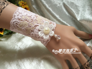 新品女唯美蕾丝手腕环 疤痕 纹身遮盖宽手环带松紧护腕手链手套