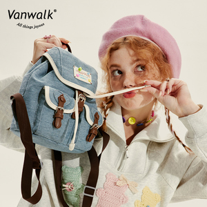 VANWALK毛怪系列 日系复古双肩包高级感小众女包慵懒小书包背包