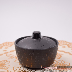 黑色磨砂日韩餐具仿瓷密胺有盖味增汤碗汤盅配餐汤碗饭堂汤碗小碗