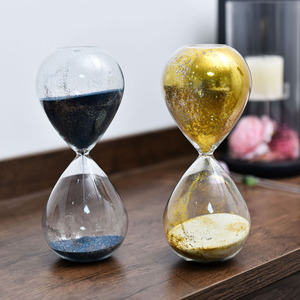 创意金银色玻璃沙漏计时器10/30分钟家居摆件书桌装饰礼品玻璃工