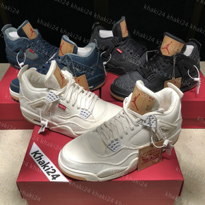 Khaki24 Air Jordan 4 AJ4李维斯白牛仔Levis联盟球鞋 AO2571-100