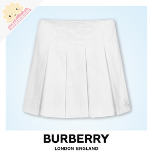 现货 BURBERRY童装春夏新款  经典BT字母白色百褶裙 短裙 半身裙