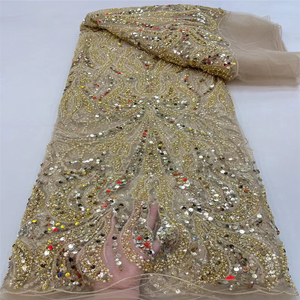 欧美童装模特走秀时装面料法式设计亮片珠管婚纱晚礼服蕾丝网布料