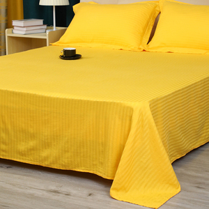 金黄色床单单件条纹全棉缎条纯棉棉布布料单人1.5米被单双人夏天