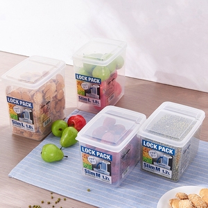日本进口sanada塑料翻盖保鲜盒 干货水果等收纳存储罐 1.8L 1.2L