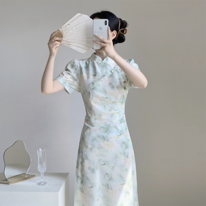新中式国风旗袍改良年轻款少女显瘦气质连衣裙2024新款女夏季长裙