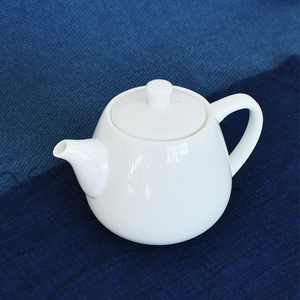 茶壶450ml骨瓷中式白色泡茶单壶家用轻奢唐山纯白商用素胎短嘴