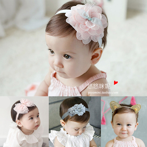 韩版儿童发带 小公主韩版婴儿头饰 女宝宝生日毛绒球头花头带
