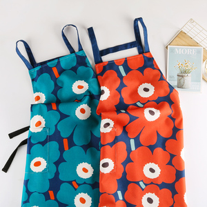 北欧风花朵防水围裙家用厨房防油污韩版时尚男女网红创意洋气围兜