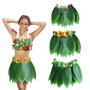 2024新款包邮厂家直销夏威夷派对服饰仿真树叶裙叶子裙草裙舞套装