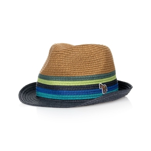 男孩假日风格米色草编帽 外贸童装春夏新款蓝色条纹遮阳帽沙滩帽
