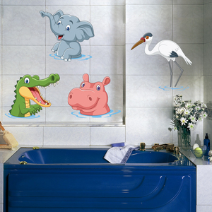 卡通可爱动物墙贴纸早教幼儿园儿童房浴室卫生间瓷砖防水装饰贴画