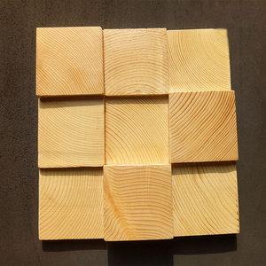 松木木纹年轮原木质实木马赛克电视背景墙欧式简约木头砖立体方块