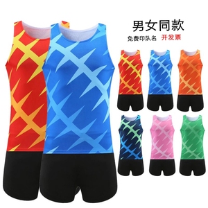 中国队男女跑步田径服套装体育生中考比赛运动速干背心田径训练服
