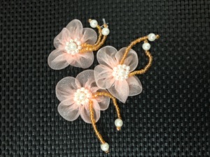 橘粉色 钉珠 纱绢花 DIY 手缝 毛衣 裙子 发饰