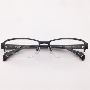珍藏孤品外贸原单黑色超轻纯钛商务气质半框板材防过敏镜腿眼镜架