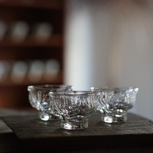 国内良品 日式锤纹茶杯 小杯 耐热玻璃 核桃纹高硼硅日式玻璃茶具