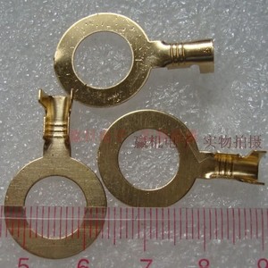 10mm汽车电瓶接线端子 五金圆形搭铁接地片铜鼻子电线连接器 黄铜