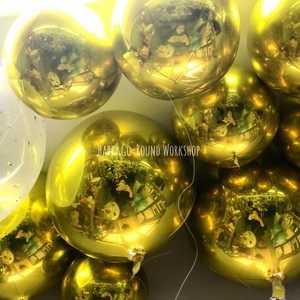 日本SAG进口3D4D立体气球装饰光版圆球金银红蓝绿白色氦气球飘空