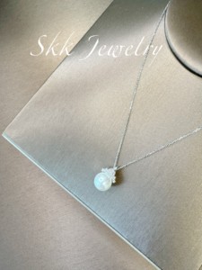 Skk Jewelry 公主假日/法式精致皇冠珍珠大溪地12mm正圆纯银项链