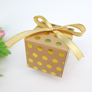 欧式创意结婚喜糖盒牛皮纸波点烫金小方盒生日小礼物盒子随手礼盒
