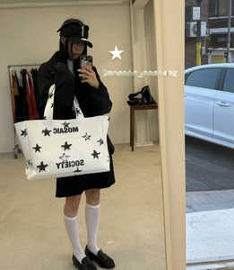 韩国代购小众设计师品牌24ss五角星星图案印花大容量单肩包手提包
