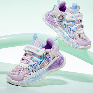 哈比熊童鞋女童运动鞋夏季儿童单网鞋镂空透气凉鞋跑步鞋紫色防滑