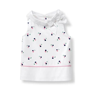 【现货】JANIE AND JACK美国正品  女童夏款粉色樱桃图案短袖衬衫