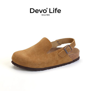 DevoLife软木鞋女包头休闲搭扣复古时尚半包日系凉鞋潮56116