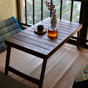 泰国进口实木折叠床上炕头小桌子飘窗小茶桌子榻榻米矮桌便携式桌