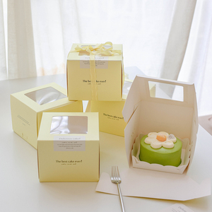 ins风4寸开窗生日蛋糕盒子烘焙慕斯千层甜品西点下午茶包装盒定制