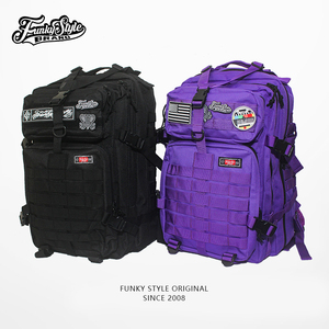 FunkyStyle原创魔术贴双肩包大容量男女机能风战术背包旅行包书包