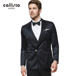 CALLISTO卡利斯特男士时尚黑色婚礼服简约商务西服外套SHBWJ039BK