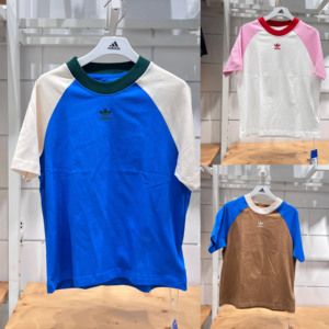 阿迪达斯儿童装专柜正品24夏男女大童三叶草纯棉运动拼接短袖T恤