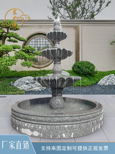 大型欧式流水喷泉户外庭院假山鱼池水景花园大理石喷水池雕塑装饰