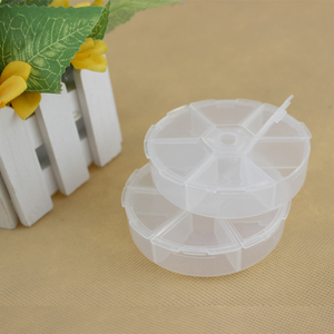 圆形6格独立开盖PP塑料收纳盒六格便携小药盒饰品甲片透明整理盒