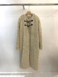 韩国代购东大门女装2023冬季新款FAVE时尚牛角扣羊羔棉外套大衣